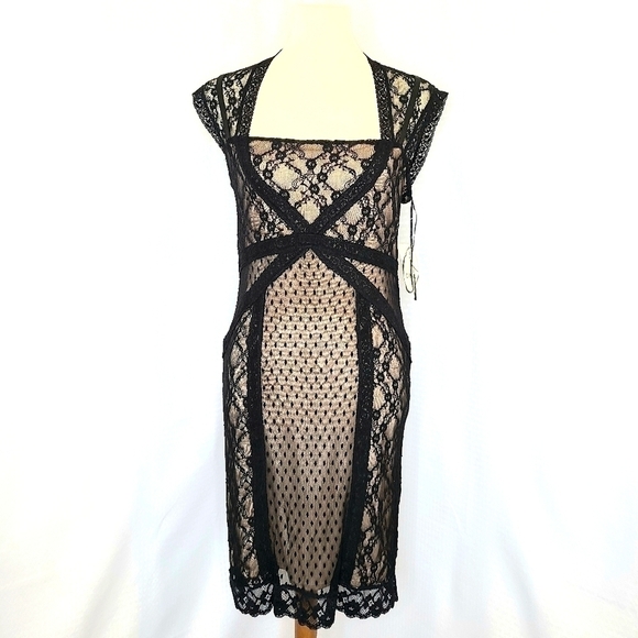 Oasis Dresses & Skirts - Oasis Dress Black Lace Open Back Vintage  Midi sz M  NWT